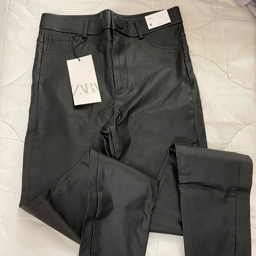 Zara Hi Rise Leather Pants